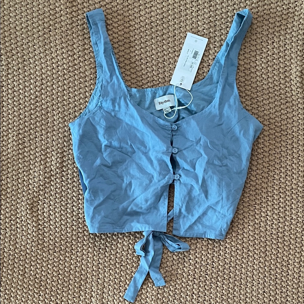 Urban Outfitters Light Blue Button-Up Tank Top